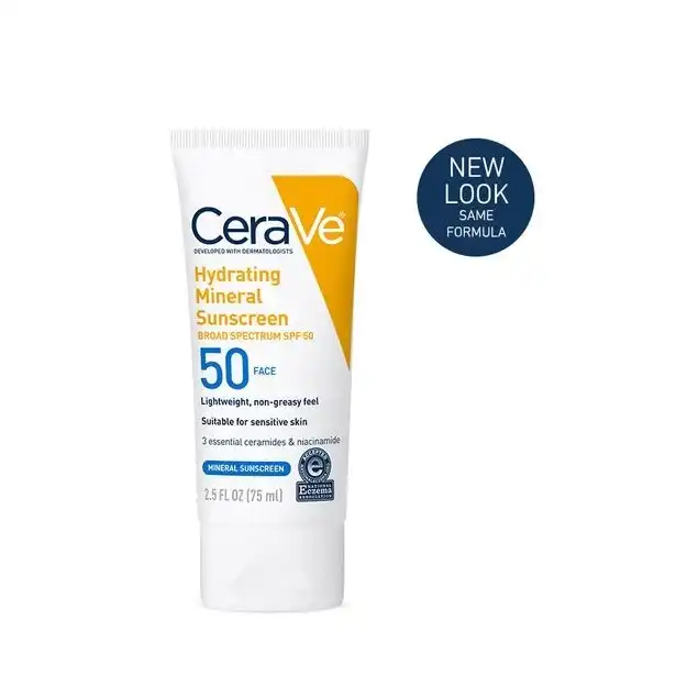 CeraVe Hydrating Mineral Sunscreen SPF 50 Face Lotion 75ml